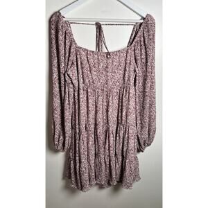 Lucy Paris‎ Womens Small Tiered Floral Smocked Ballon Sleeve Mini Dress